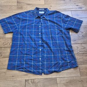 Orvis Blue Plaid Short-Sleeve Button-Up Shirt Size XL